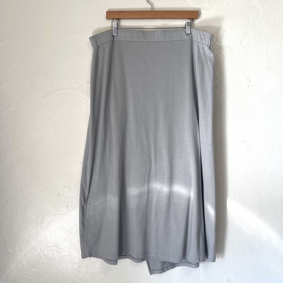 VINCE NWT Overlap Cotton Tencel Pull Over Midi Skirt in Fog Size XXL - Picture 5 of 11